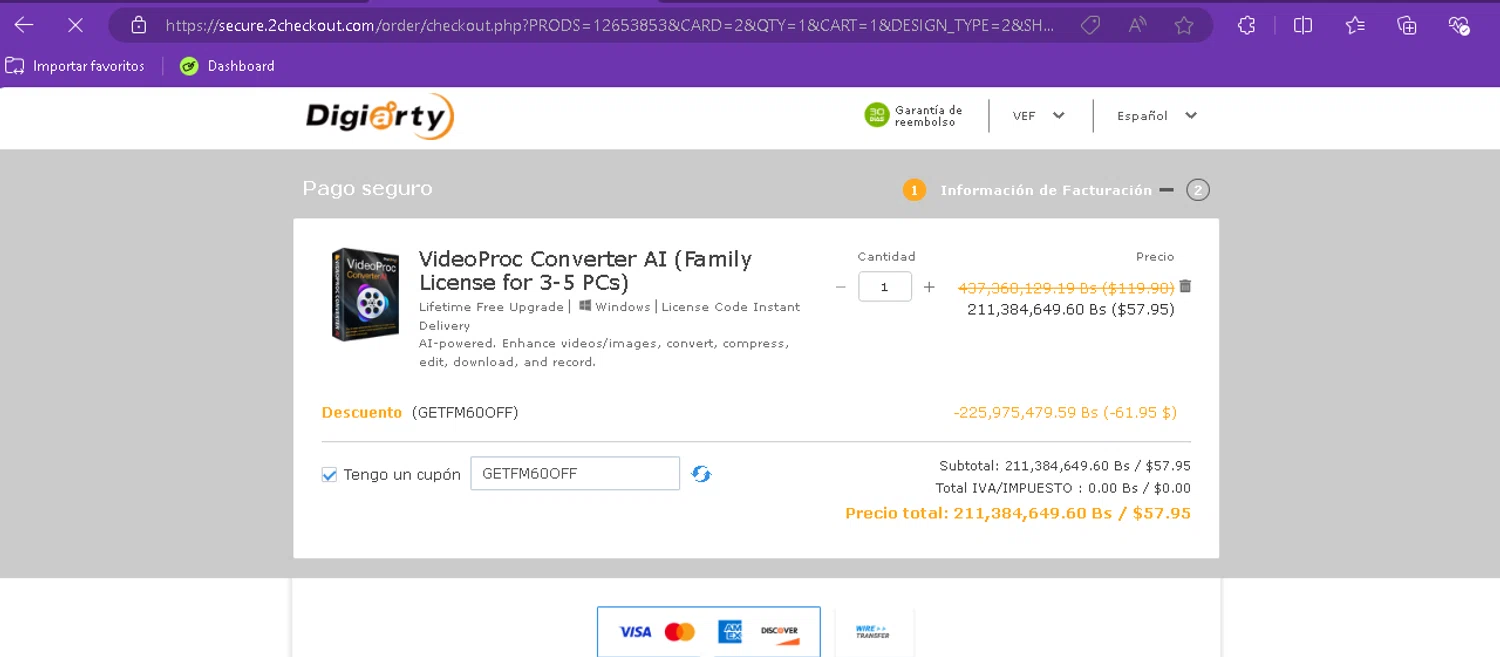 where to use VideoProc promo code box
