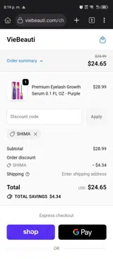 VieBeauti coupon verification screenshot