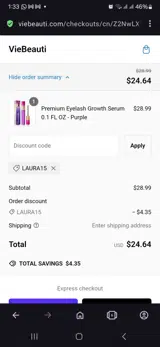 VieBeauti coupon verification screenshot