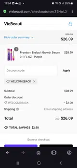 VieBeauti coupon verification screenshot