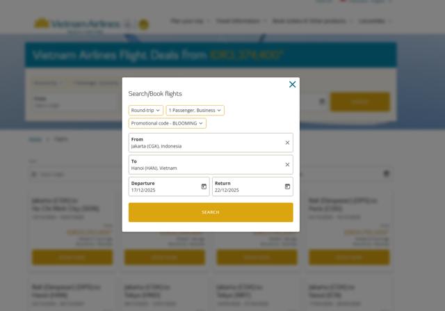 Vietnam Airlines checkout page showing Vietnam Airlines promo code box | Screenshot taken by SimplyCodes community member on Oct 7, 2025