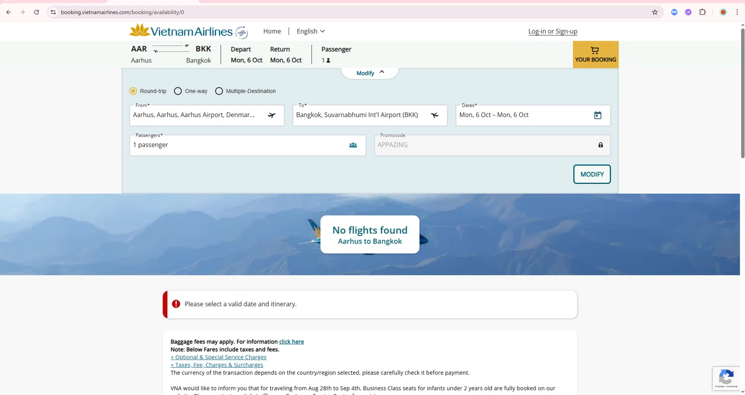 Vietnam Airlines promo code screenshot showing code APPAZING applied at Vietnam Airlines checkout page. Uploaded by SimplyCodes community member AlexanderSierraP on Oct 7, 2025