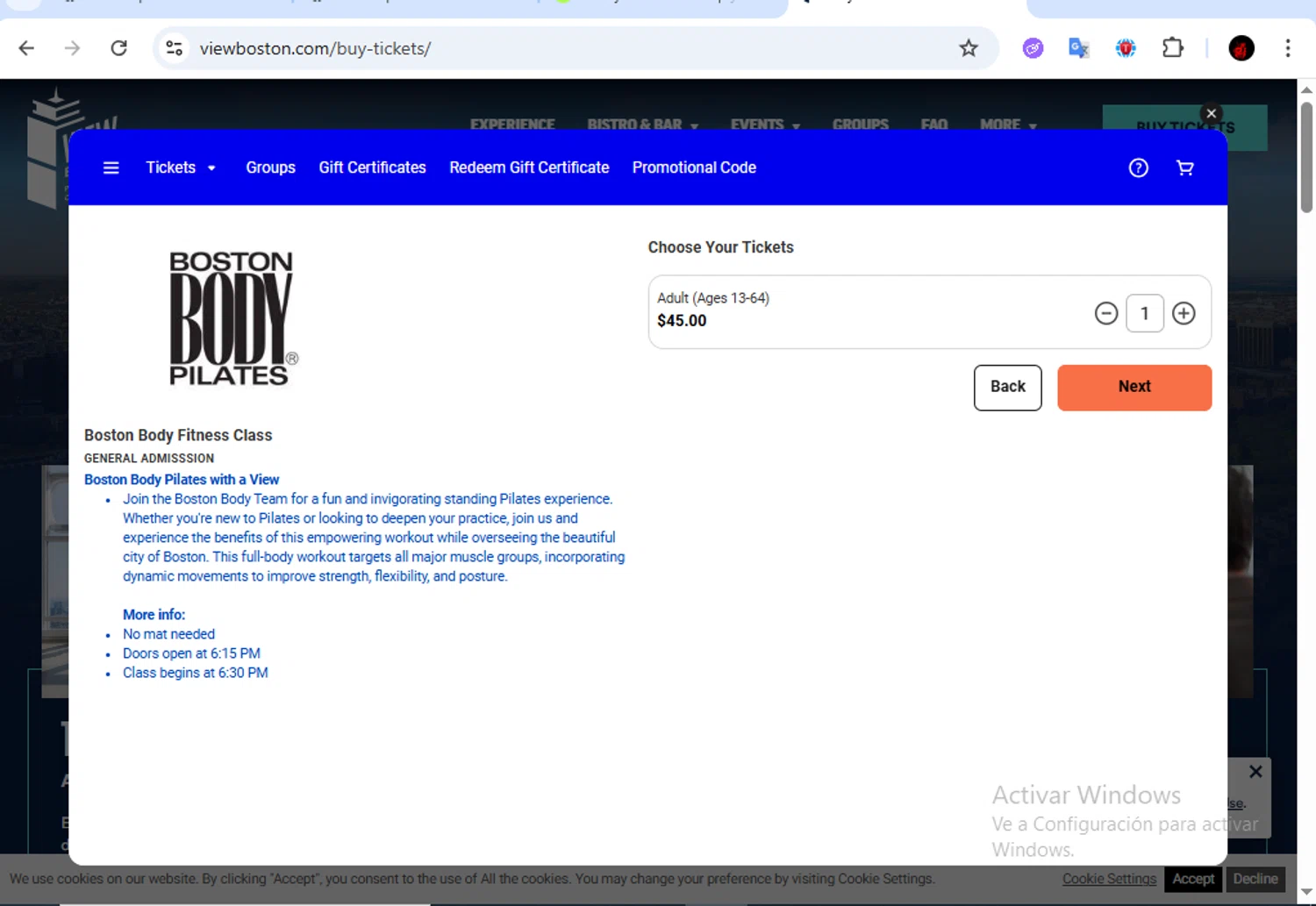 View Boston promo code screenshot showing code BOSTONBODY25 applied at View Boston checkout page. Uploaded by SimplyCodes community member Francisco01 on Oct 10, 2025