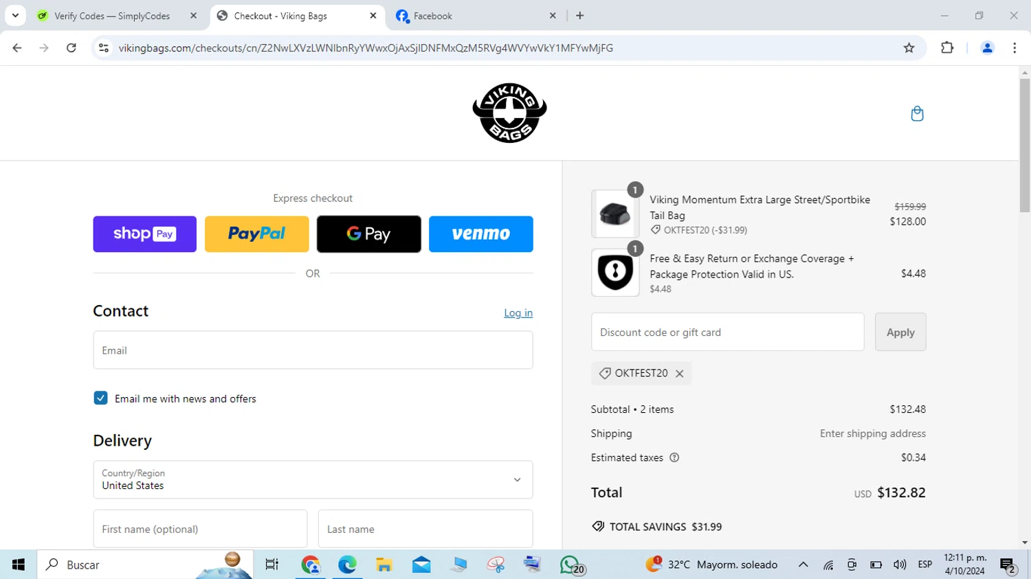 where to use Viking Bags promo code box