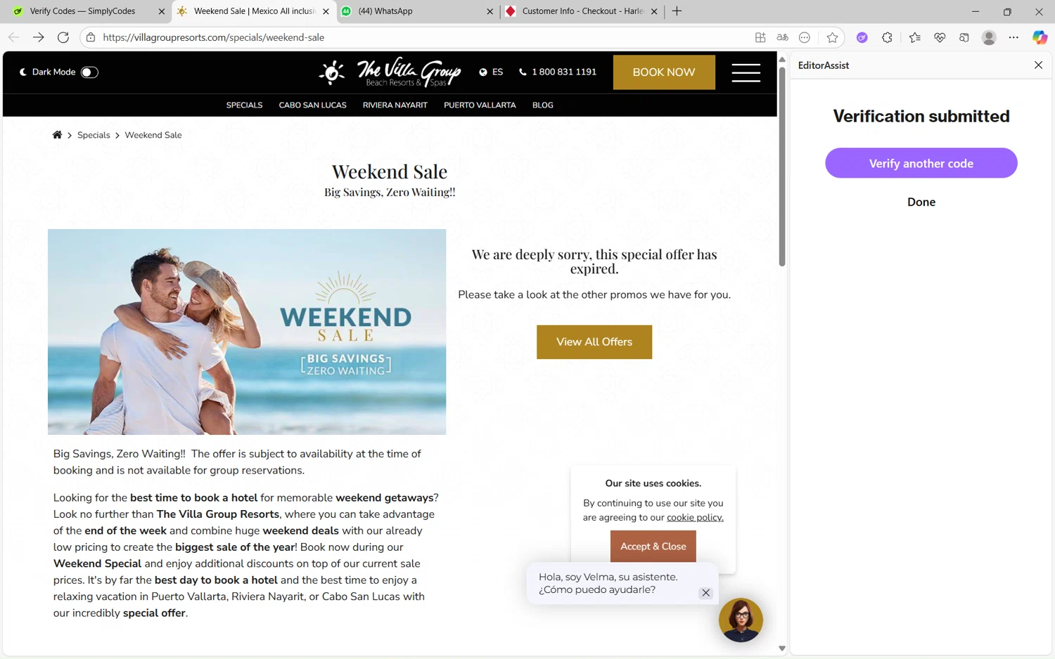 The Villa Group Resorts & Spas promo code screenshot showing code FLASHSALE5 applied at The Villa Group Resorts & Spas checkout page. Uploaded by SimplyCodes community member juanx1702 on Sep 18, 2025