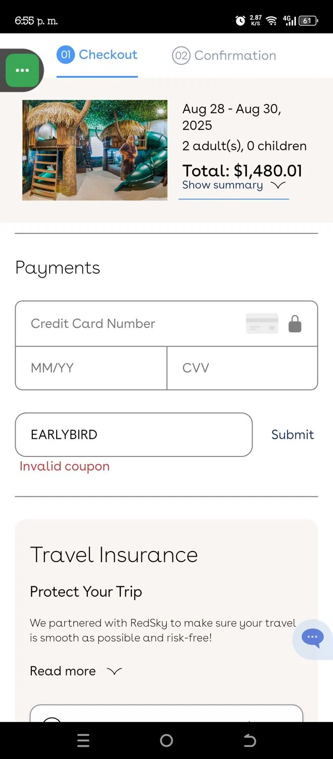 Villatel promo code screenshot showing code EARLYBIRD applied at Villatel checkout page. Uploaded by SimplyCodes community member JannyiseaN on Aug 16, 2025