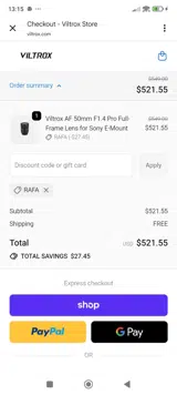 RAFA coupon verification screenshot