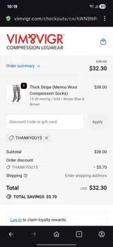 Thankyou15 coupon verification screenshot
