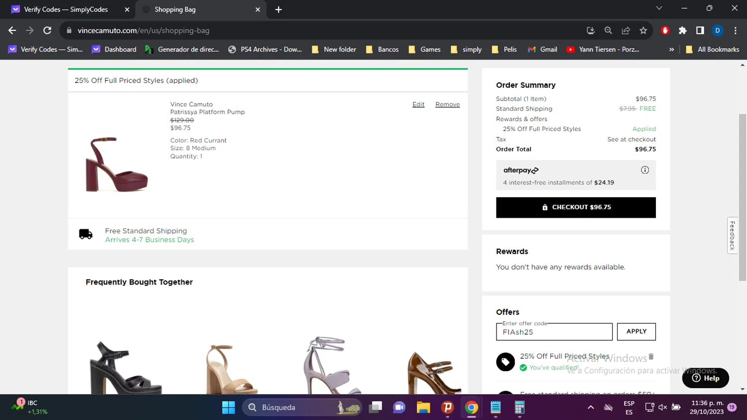 where to use Vince Camuto promo code box