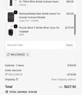 WELCOME20 coupon verification screenshot