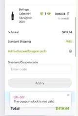 clock coupon verification screenshot