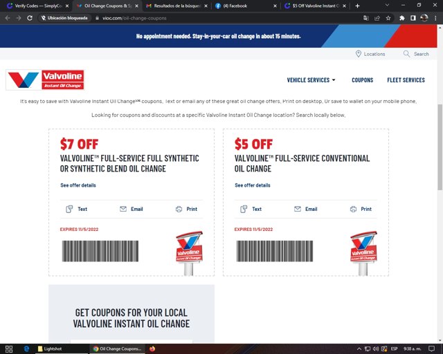 Valvoline Instant Oil Change checkout page showing Valvoline Instant Oil Change coupon code box | Screenshot taken by SimplyCodes community member on Oct 6, 2022