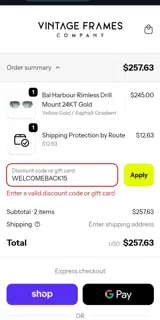 WELCOMEBACK15 coupon verification screenshot
