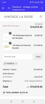 VOTER15 coupon verification screenshot