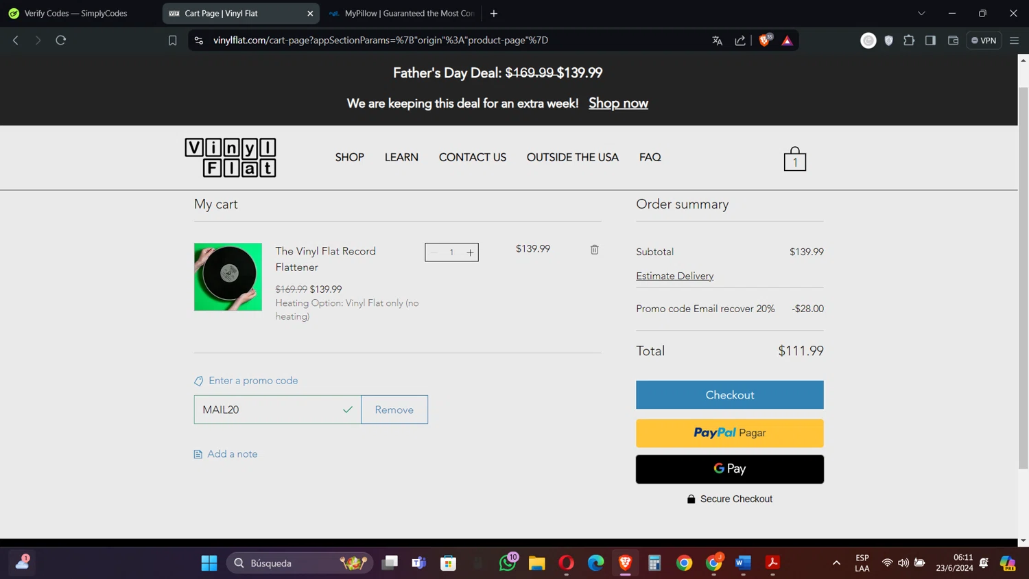where to use Vinyflat promo code box