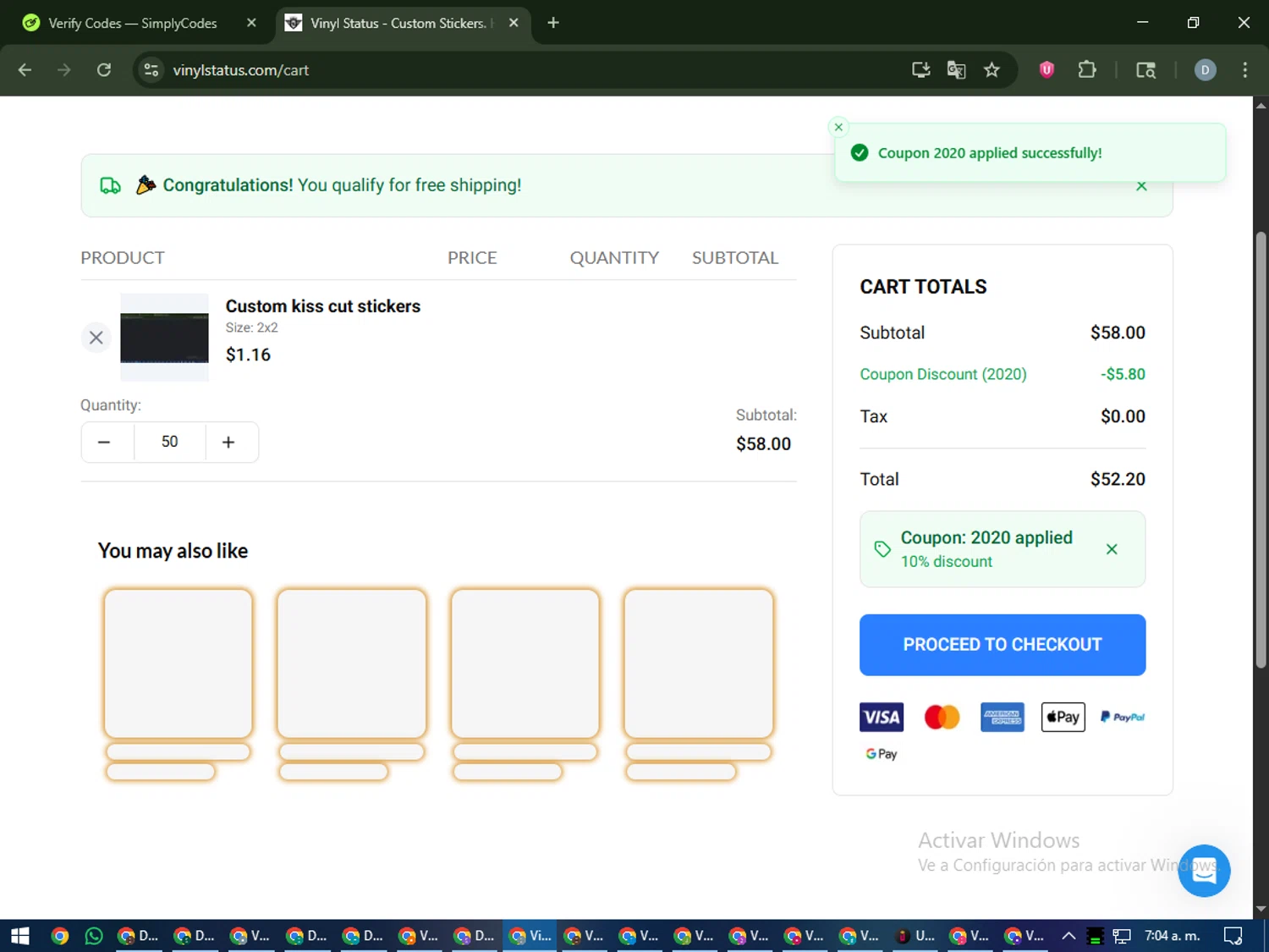 Vinyl Status checkout page showing Vinyl Status promo code box | Screenshot taken by SimplyCodes community member on Jan 5, 2026