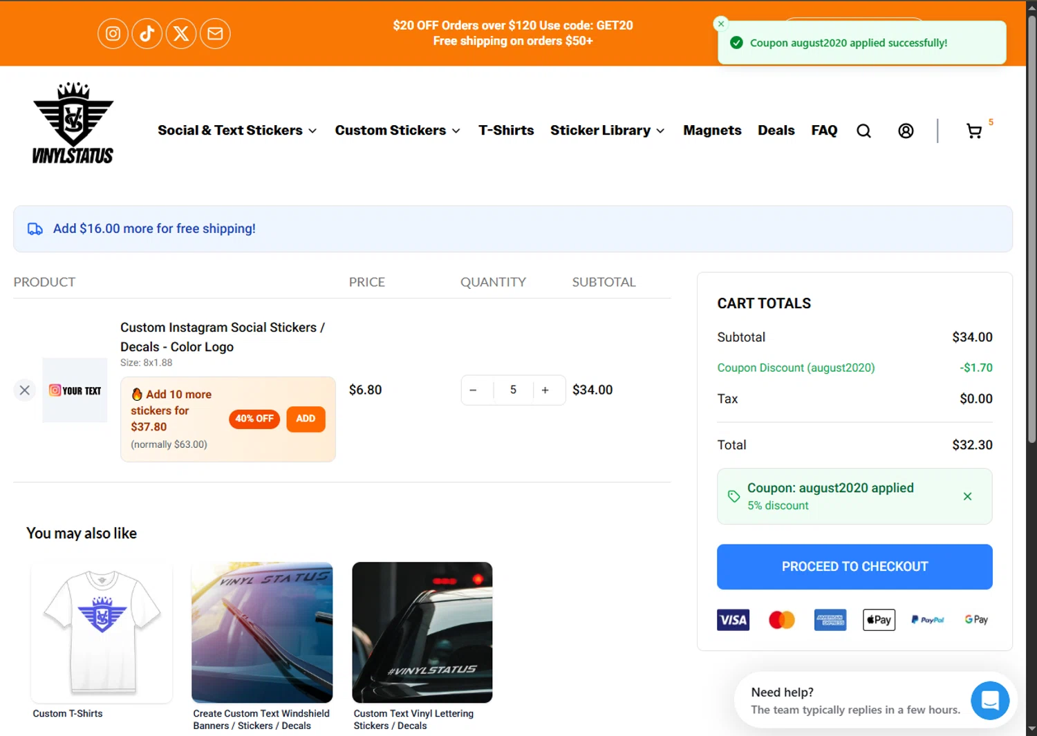 Vinyl Status checkout page showing Vinyl Status promo code box | Screenshot taken by SimplyCodes community member on Feb 3, 2026