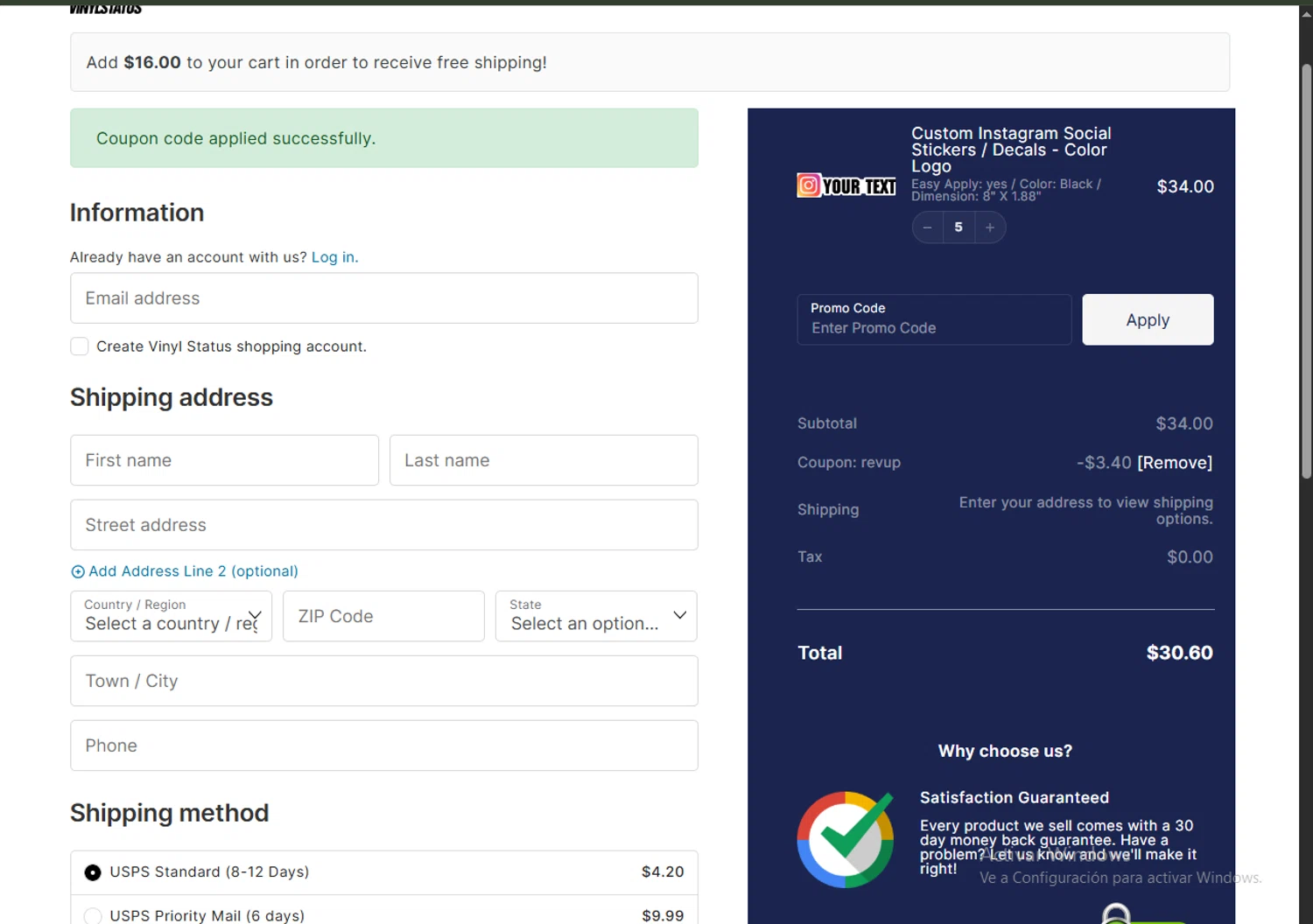 Vinyl Status promo code screenshot showing code REVUP applied at Vinyl Status checkout page. Uploaded by SimplyCodes community member RewardPhoenix3732 on Jun 12, 2025