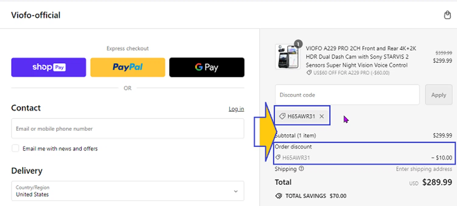 how to use Viofo coupons
