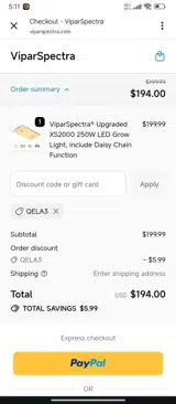 Viparspectra coupon verification screenshot