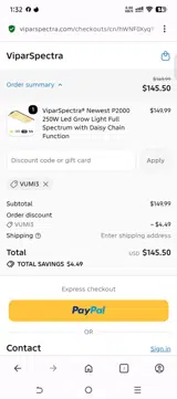 Viparspectra coupon verification screenshot