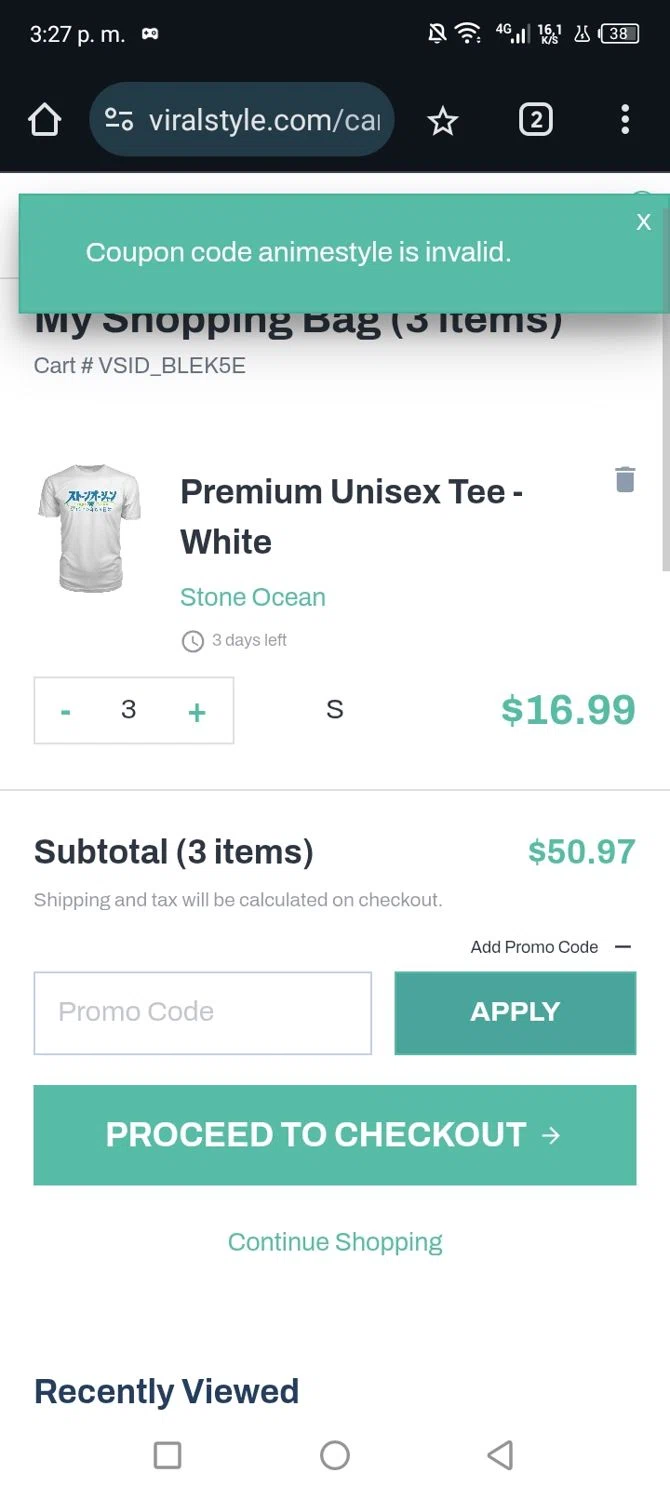Viralstyle promo code screenshot showing code animestyle applied at Viralstyle checkout page. Uploaded by SimplyCodes community member Junniorduno on Feb 13, 2025