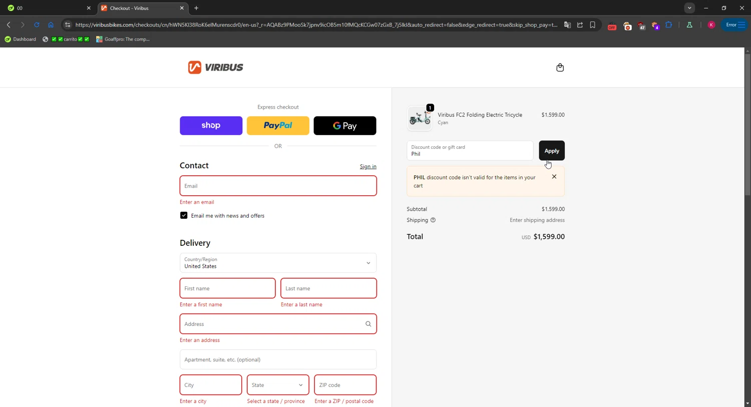 Viribus discount code screenshot showing code Phil applied at Viribus checkout page. Uploaded by SimplyCodes community member RewardMaverick6941 on Nov 15, 2025