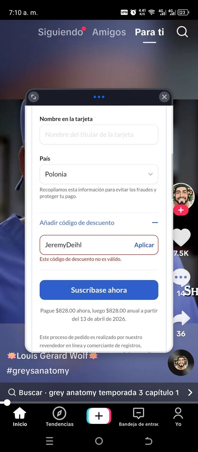 Virtual Staging AI discount code screenshot showing code JeremyDeihl applied at Virtual Staging AI checkout page. Uploaded by SimplyCodes community member LAPUTABESTIA on Apr 13, 2025
