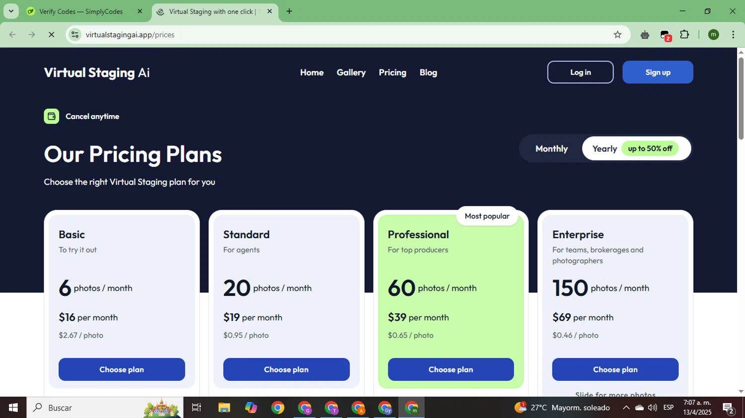 Virtual Staging AI discount code screenshot showing code JeremyDeihl applied at Virtual Staging AI checkout page. Uploaded by SimplyCodes community member CoinSage7057 on Apr 13, 2025