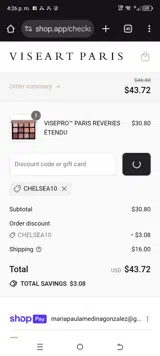 Chelsea10 coupon verification screenshot