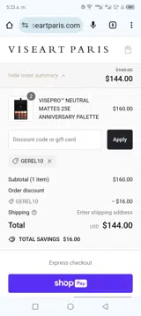 GEREL10 coupon verification screenshot