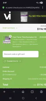 Thankyou10 coupon verification screenshot