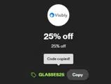 GLASSES25 coupon verification screenshot