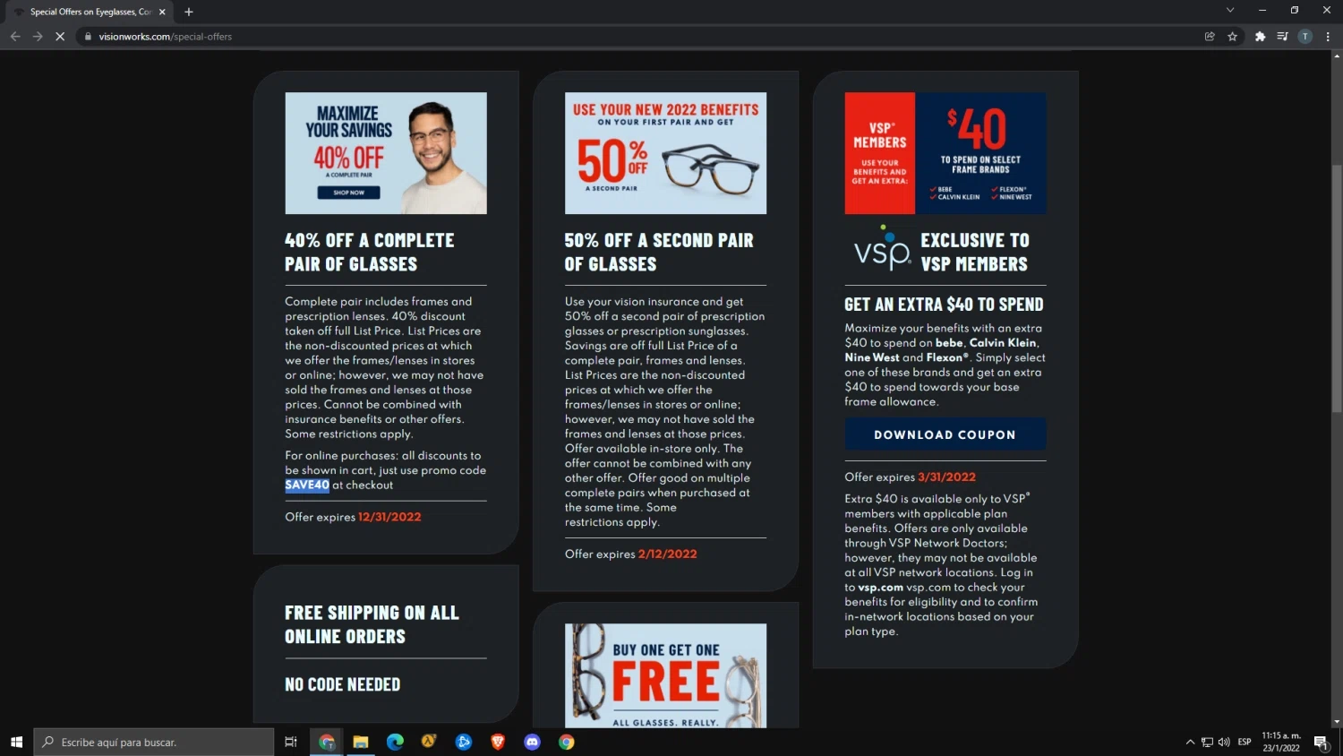 where to use Visionworks promo code box
