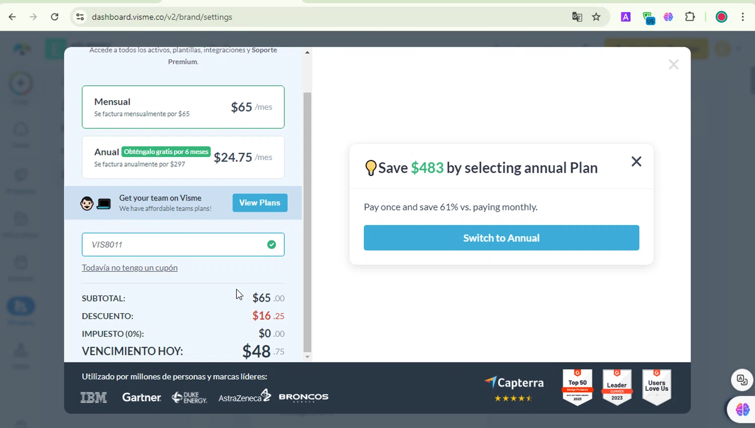 how to use Visme coupons