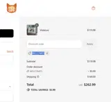 WELCOME5 coupon verification screenshot