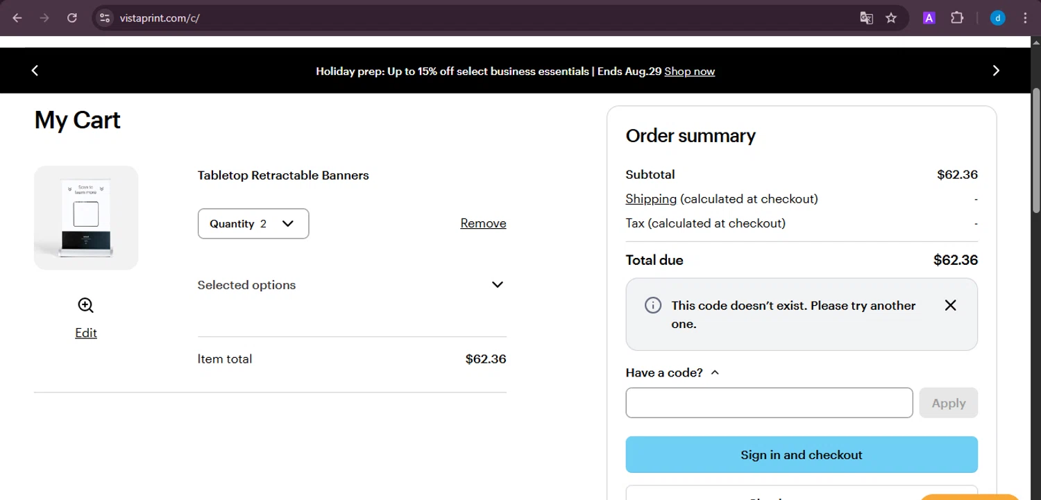 Vistaprint promo code screenshot showing code FAVES applied at Vistaprint checkout page. Uploaded by SimplyCodes community member ShieldKnight4744 on Aug 27, 2025
