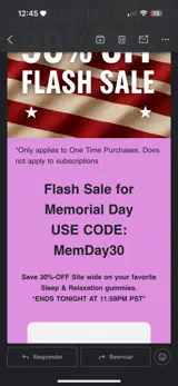 Memday30 coupon verification screenshot