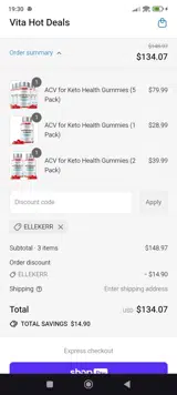 ELLEKERR coupon verification screenshot