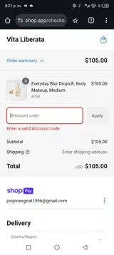 DROPS20 coupon verification screenshot