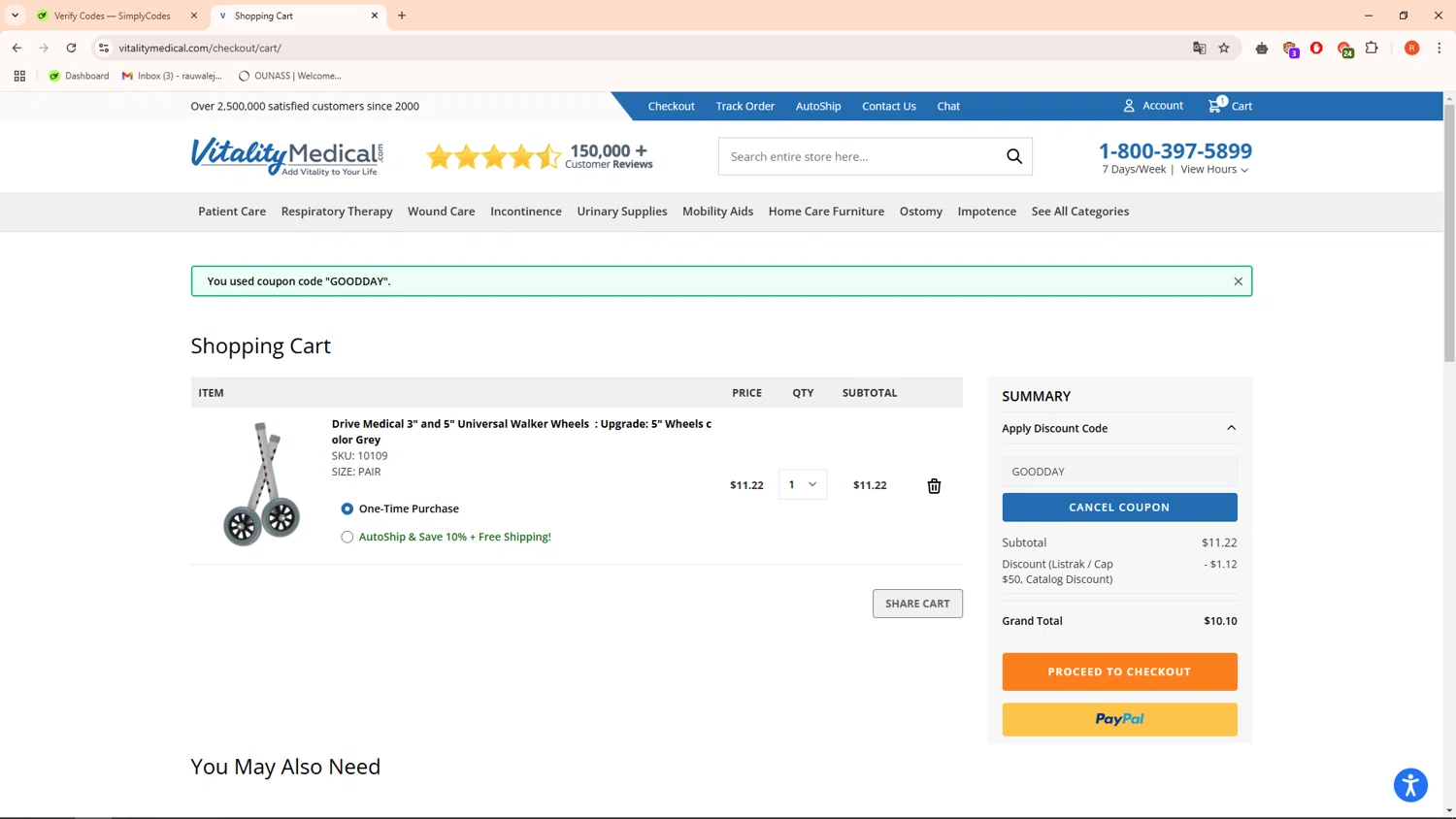 where to use Vitality Medicals promo code box
