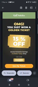 Golden15 coupon verification screenshot