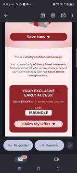 15bundle coupon verification screenshot