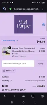 Vital Purple coupon verification screenshot