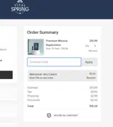 WELCOME15 coupon verification screenshot