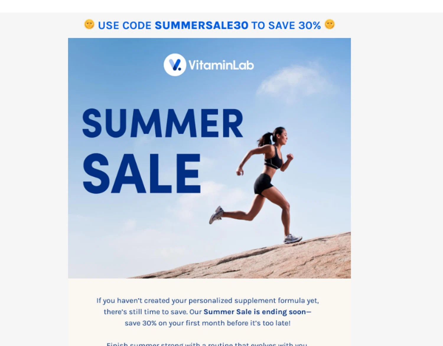 Vitamin Lab coupon code screenshot showing code summersale30 applied at Vitamin Lab checkout page. Uploaded by SimplyCodes community member juanjose on Aug 30, 2025