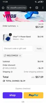 welcome20 coupon verification screenshot