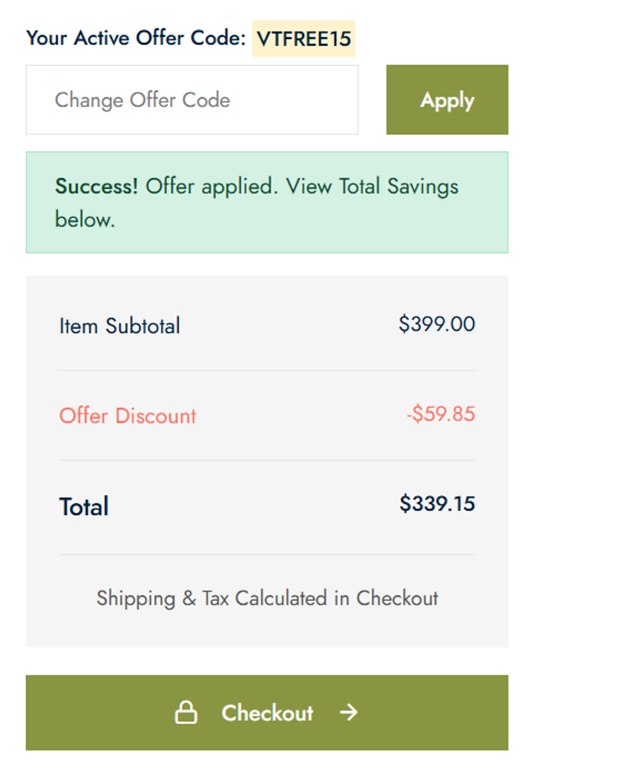 Viva Terra checkout page showing Viva Terra promo code box | Screenshot taken by SimplyCodes community member on Sep 4, 2025