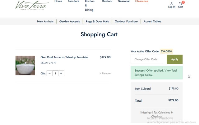 Viva Terra checkout page showing Viva Terra promo code box | Screenshot taken by SimplyCodes community member on Sep 3, 2025