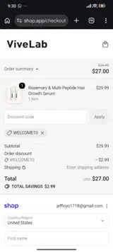 ViveLab coupon verification screenshot